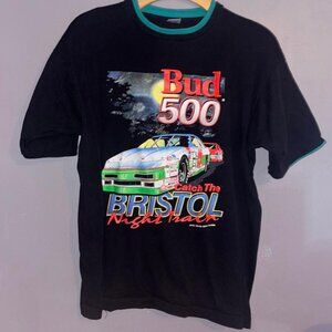 Vintage NASCAR 1992 Bud 500 Catch The Bristol Night Train Ringer Sz XL T-Shirt